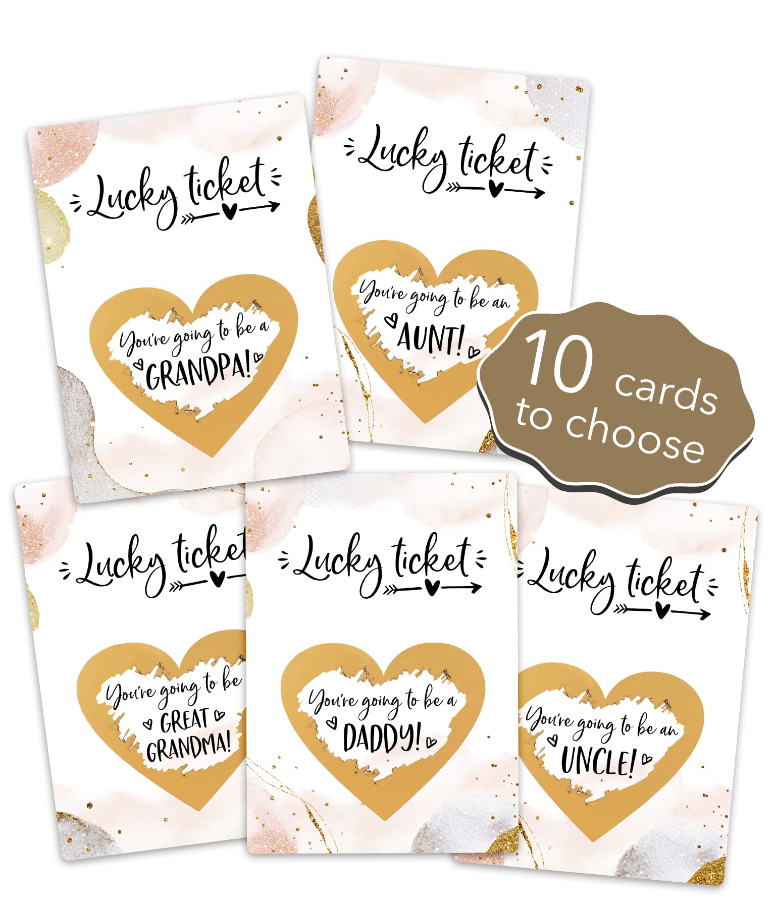 Joli Coon 10 Pregnancy announcement scratch cards - 10 Scratch cards of your choice with envelopes - Baby announcement