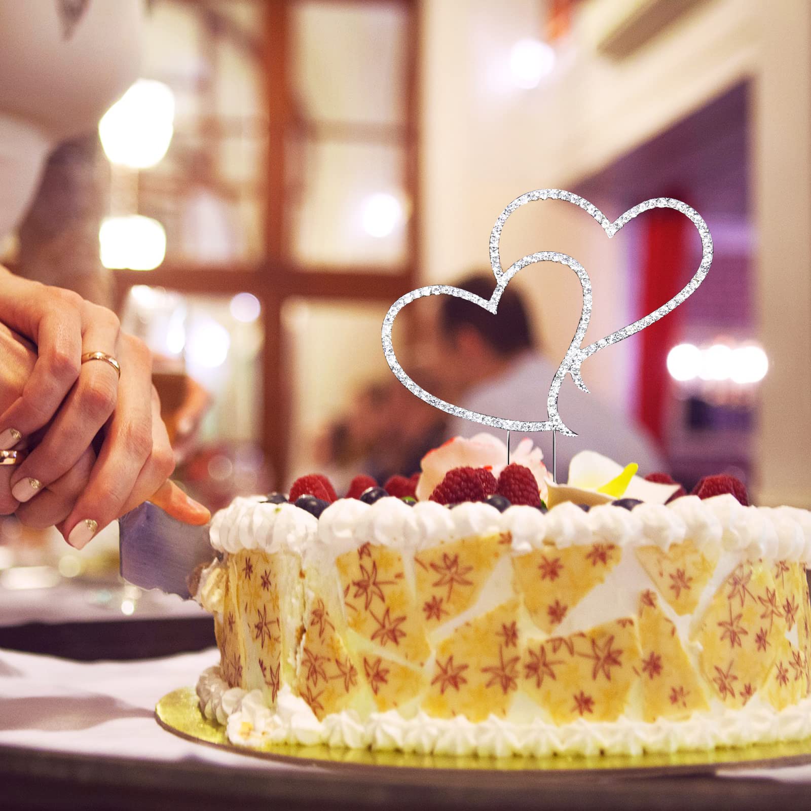 6 topper per torta a forma di cuore, in acrilico dorato, decorazione per torte, cupcake, per San Valentino, matrimonio, festa della mamma