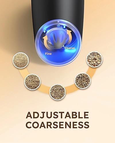 Miniatura 6 de sangcon Gravity - Molinillo eléctrico de sal y pimienta de 9 onzas con capacidad XL mejorada, juego de molinillo eléctrico de sal y pimienta con