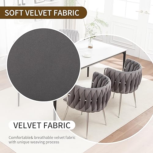 Miniatura 3 de Sillas de Comedor Modernas 4 sillas de comedor de terciopelo, sillas de comedor tapizadas con patas de metal, sillas de cocina modernas para