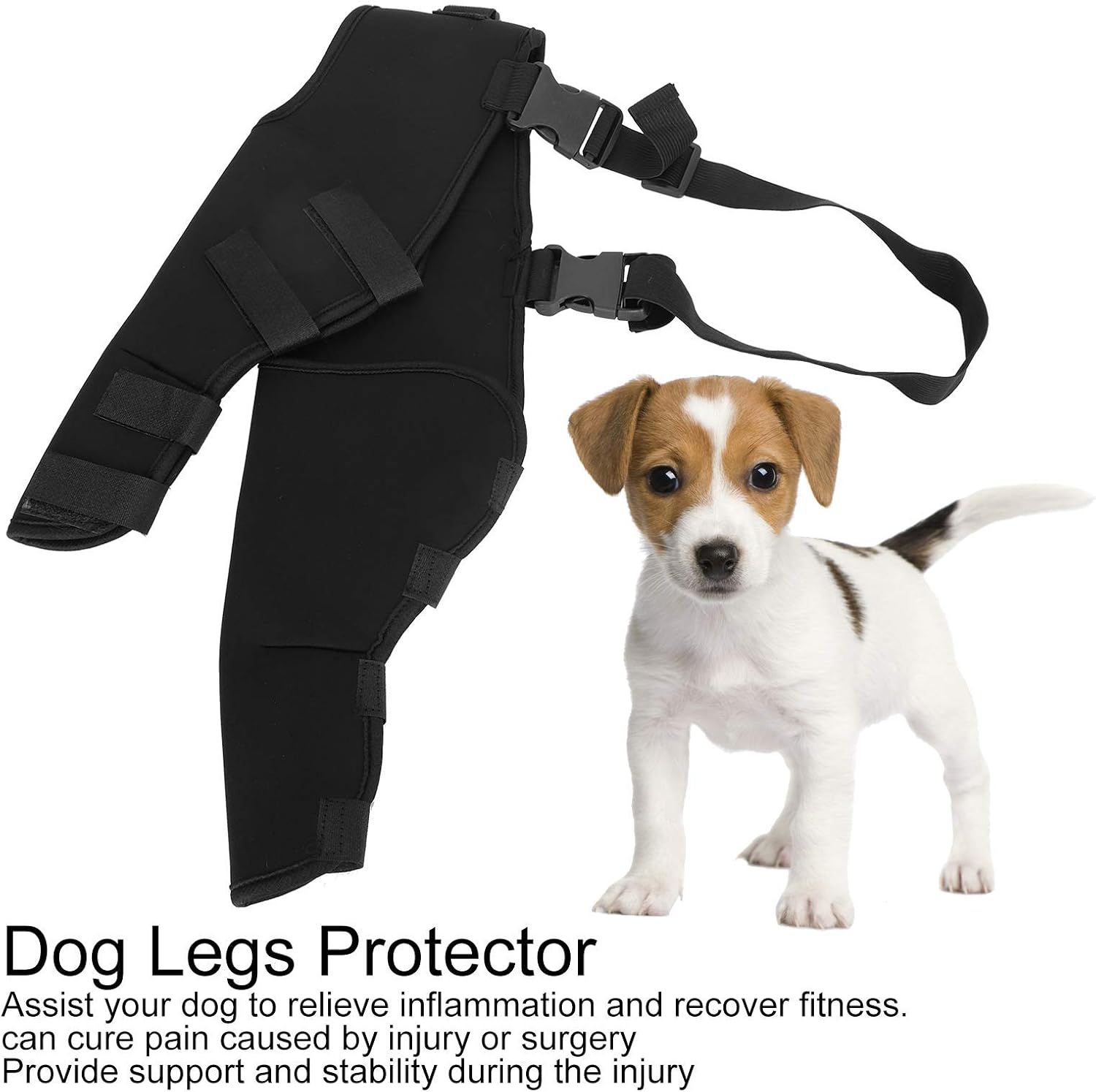 Pet Dog Hind Legs Protector, Adjustable Knee Brace Leg Support Dog Hock Brace Rear Leg Joint Wrap for Dogs Hind Legs Recover(XS-Black) (XS-Black)