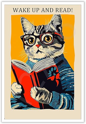 Miniatura 12 de Póster vintage de lectura de animales, arte de pared estético, arte de pared retro divertido e inspirador con citas inspiradoras para mascotas,