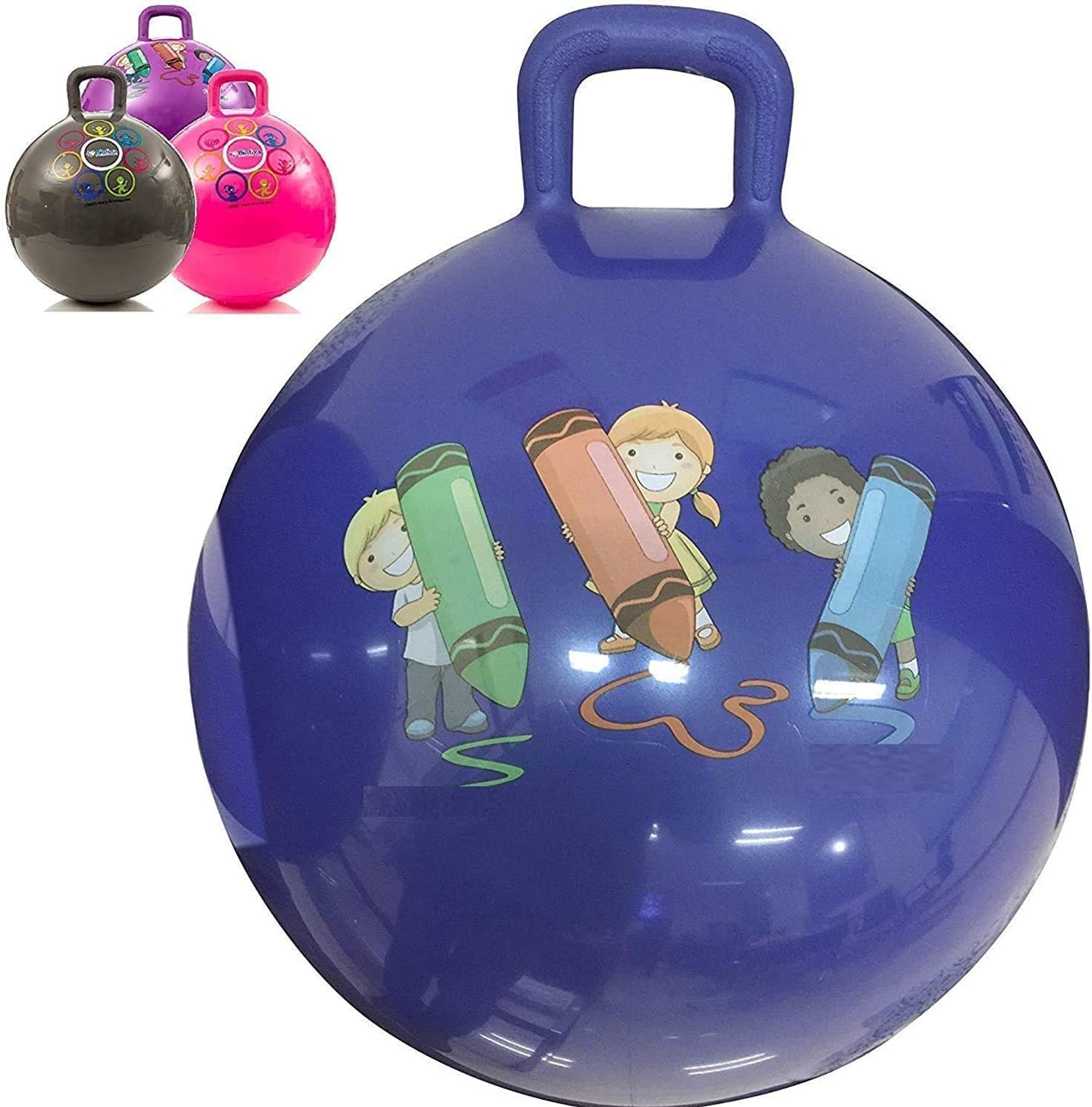 Arcanine Inflatable Hopping Hopper Hop Bouncy Jumping Ball with Handle for Kids Children Size 65cm (Random Color), PVC, Multicolour