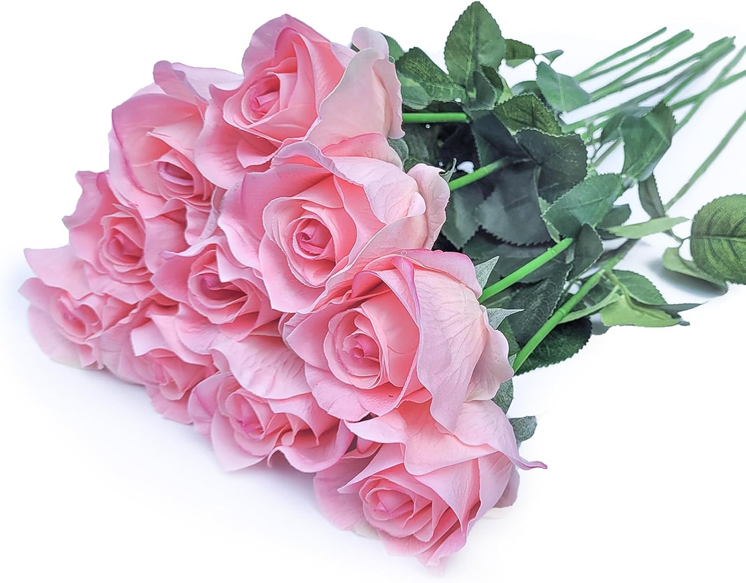 10 Single 26inch Real Touch Artificial Roses - Long Stem Fake Silk Flowers with Leaves, Looking Real, for Tall vase, Wedding, Home Decor, Centerpieces, Office Party, (10,Pk)