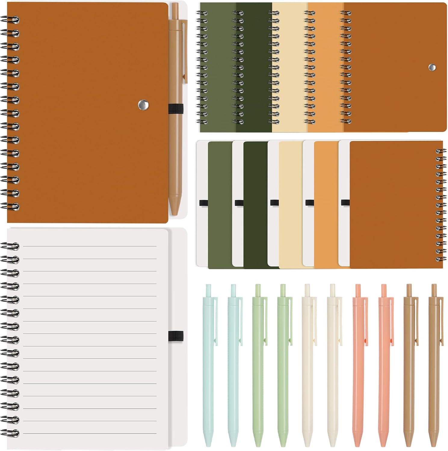 Resurhang 30 Sets Small Notebook Journal with Pen Bulk 4.5 * 5.5 Inch Pocket Size Spiral Lined Notepad for Women Men 100 Pages Notebook Employee Appreciation Gift for Work Study (Boho)