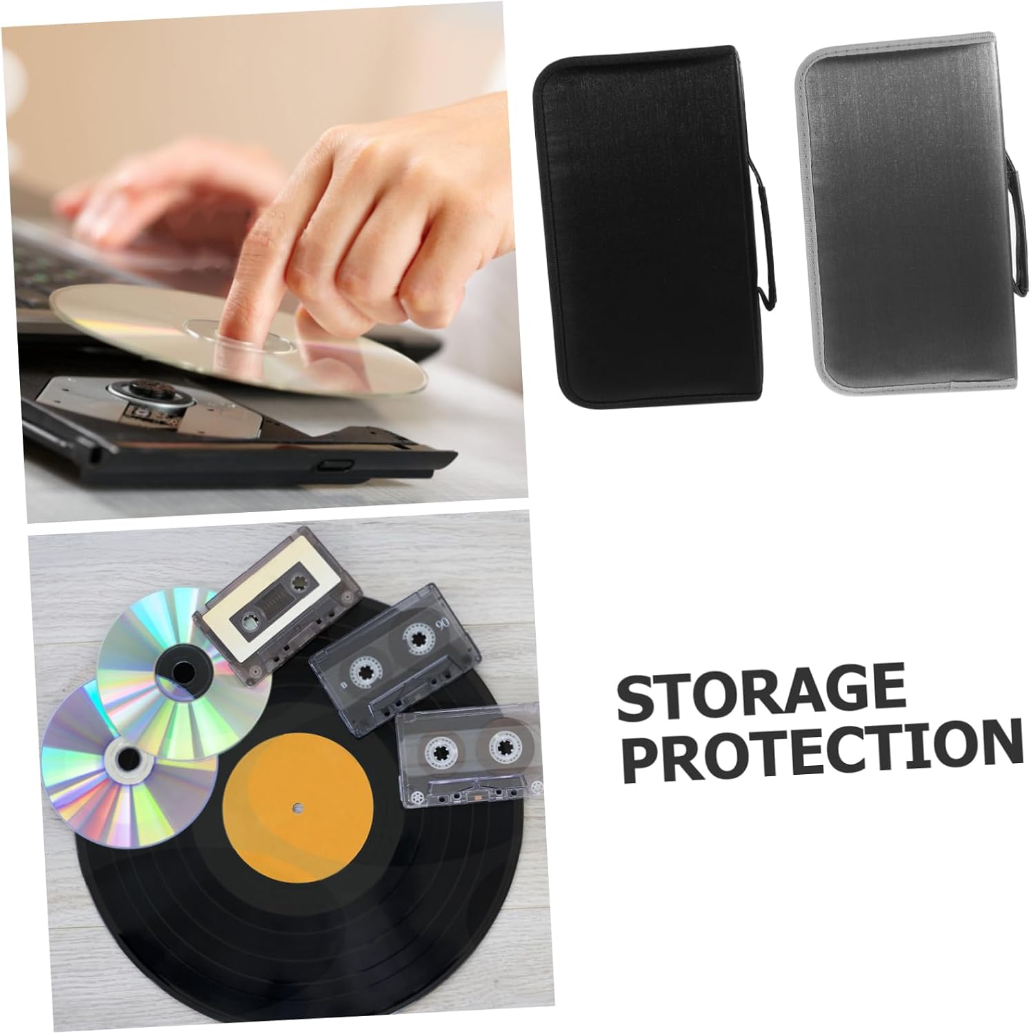 2pcs Large Capacity Hard CD Case Holder Organizer Portable Disc Bag for Dvd Storage Stackable Design and Break Resistant for Music and Video Discs