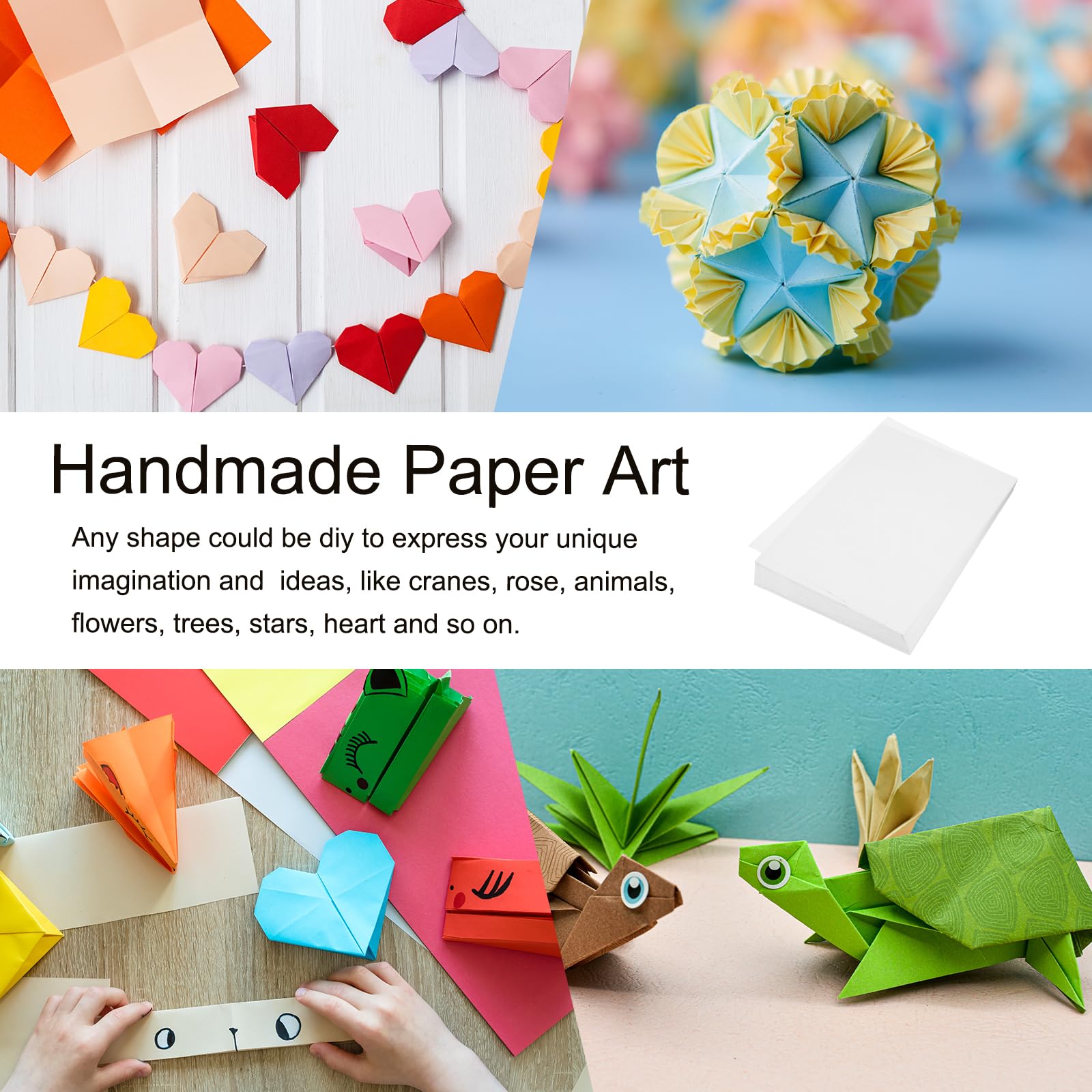 QUARKZMAN 100 Hojas De Papel De Origami Doble Cara Blanco A4 Cuadrado Para Proyectos De Arte Manualidades Principiantes Decoración De Regalos