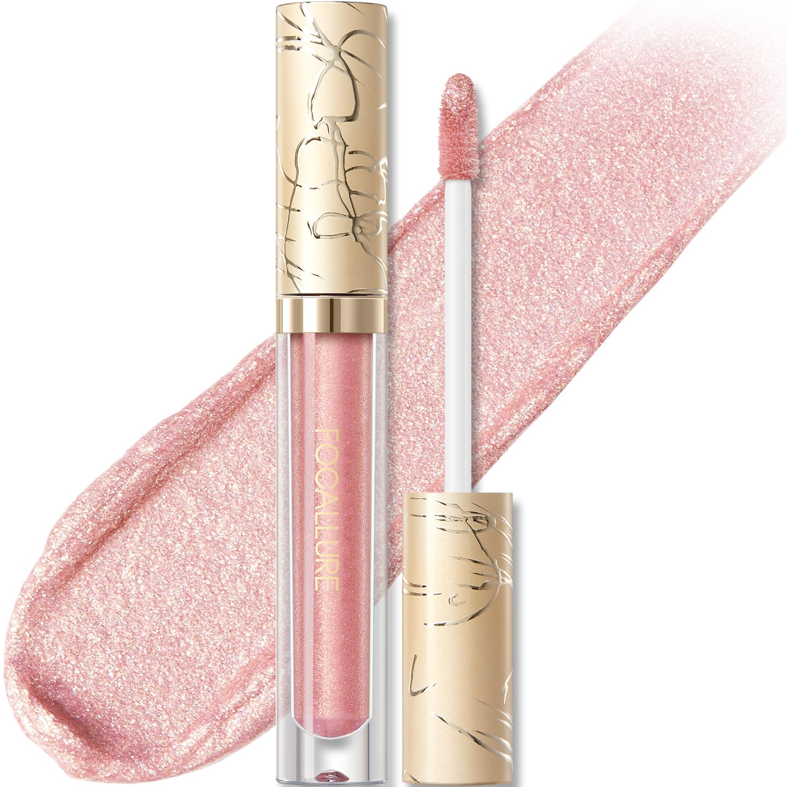 FOCALLURE Metallic Liquid Lipstick,Non Stick Cup Lip Gloss,High Impact Lip Color with Transfer-proof Wear,Long Lasting & Waterproof Lipstick Makeup for Women,PK03 Candy Castle