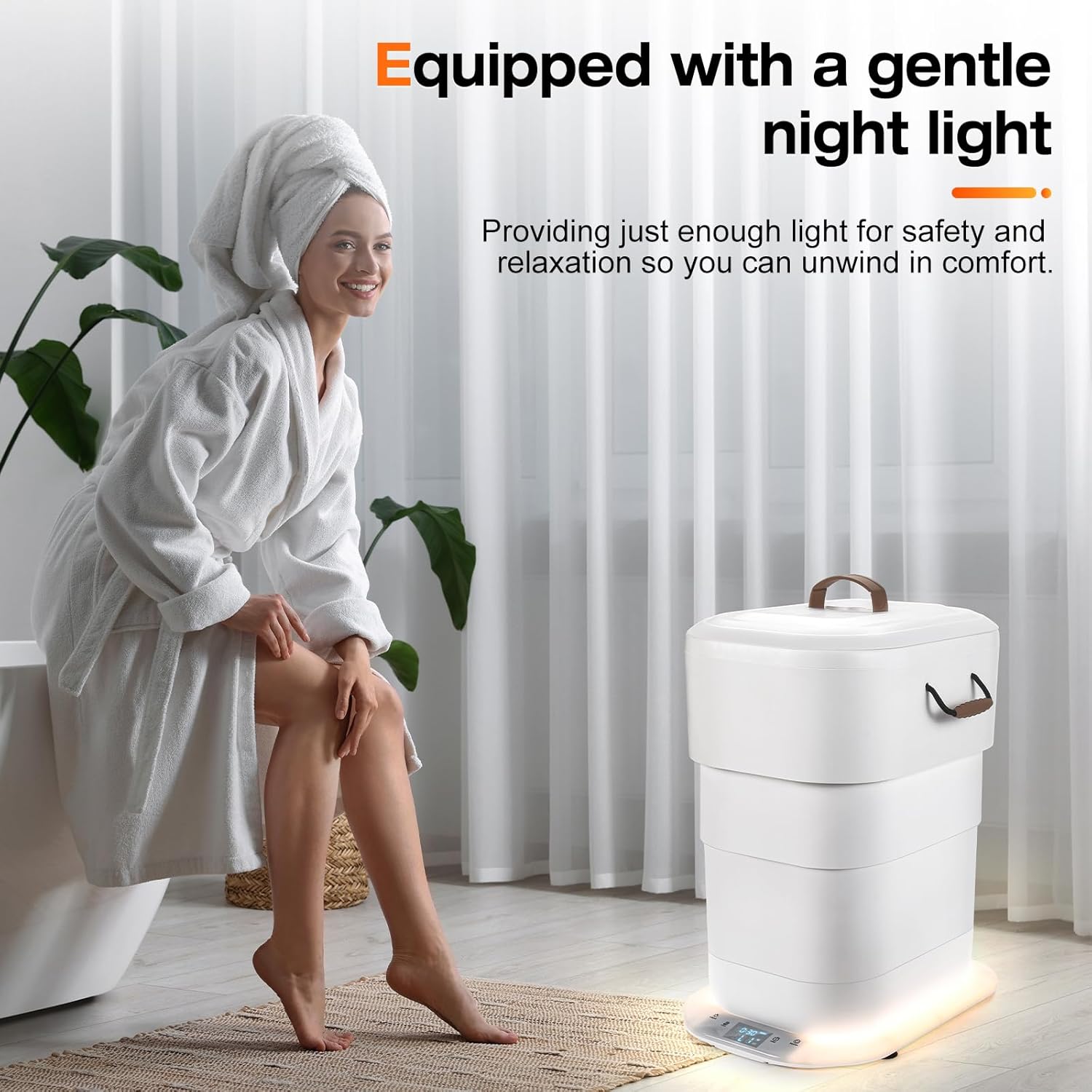 Large Towel Warmer for Bathroom - 27L Foldable Towel Warmer Bucket with LCD Display & Remote Control, Auto Shut Off, Fits Up to Two 40"X70" Oversized Towels, Bathrobes, Blankets, and More