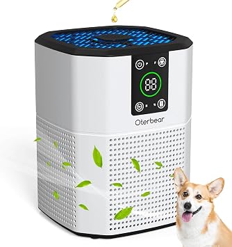 Air Purifiers for Bedroom Home Up to 1350 Ft2, Oterbear Room Air Cleaner with H13 True Filter with Sleep Mode, Aroma Function, Ambient Light, Remove Dander Smoke Pollen Odor, White
