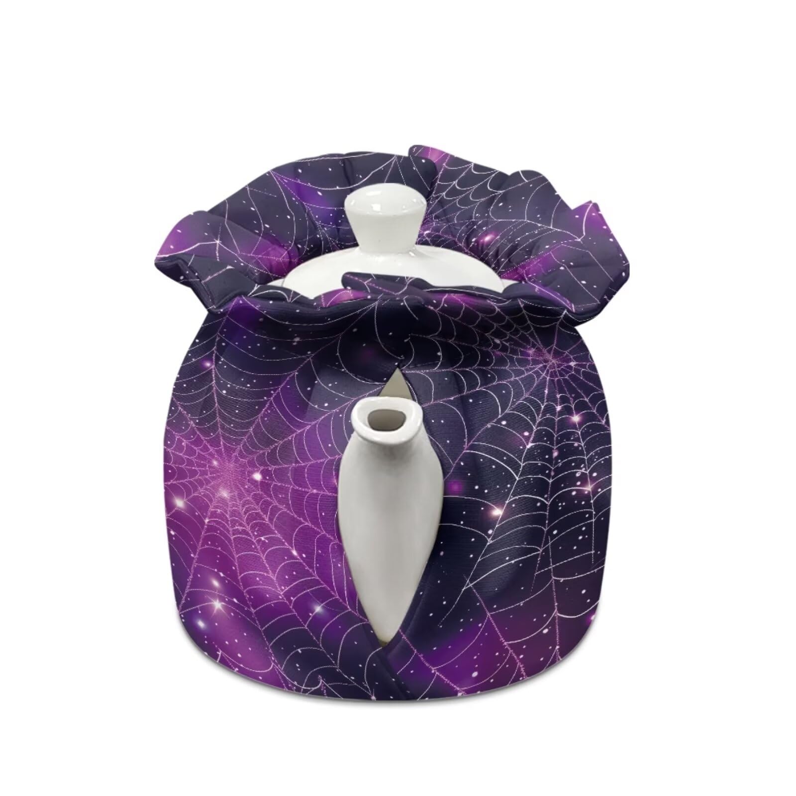 Chririnla Galaxy Spider Web Tea Cozy Teapot Dust Cover Insulated Breakfast Pot Cover,Happy Halloween Kitchen Decorative Accessory Halloween Home Decor