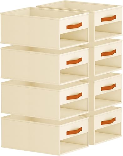 Organizadores y almacenamiento de armario, paquete de 8 cestas de almacenamiento para organización, organizador de armario plegable con ventana