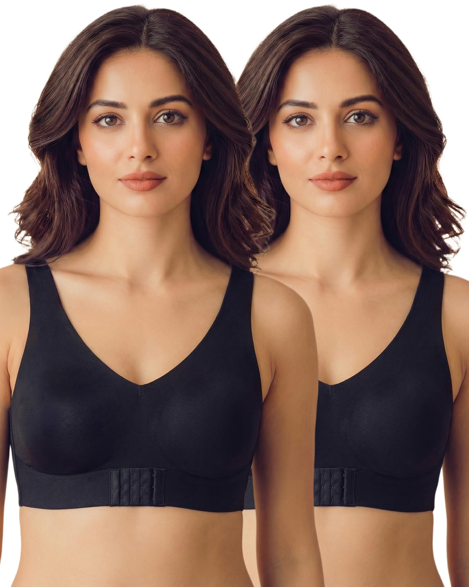 tweens Cotton Non-Padded Bonded Gym Bra for Women | Crisscross Back Support | Full Coverage Wire-Free for Workouts | Hidden Concealer | No Elastic Move Freely | Breathable Cotton | Pack of 2-picture-1