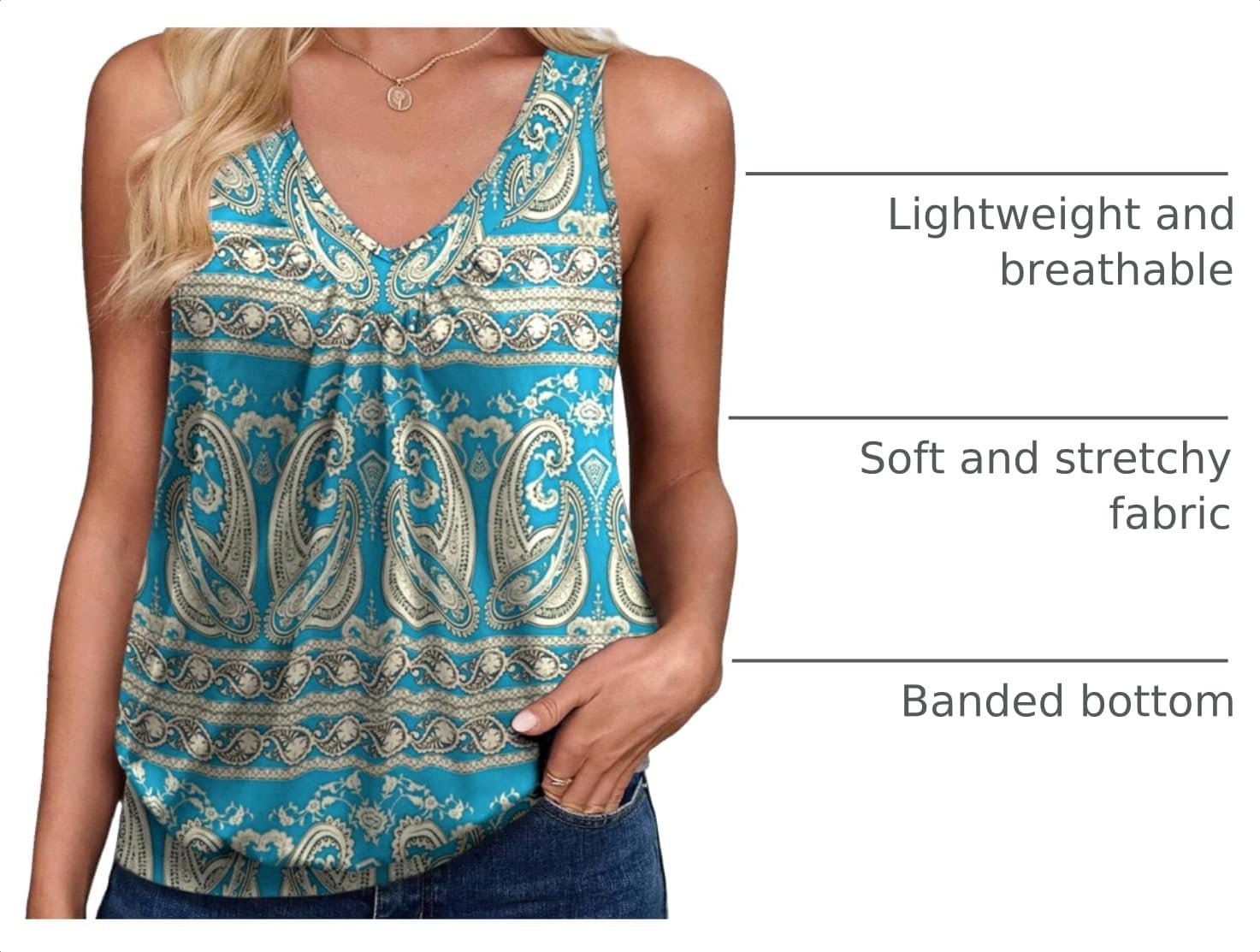 Women's Tank Tops Summer Deep V Neck Loose Fit Floral Sleeveless Shirt Going Out Clothes Green Cream S image 4