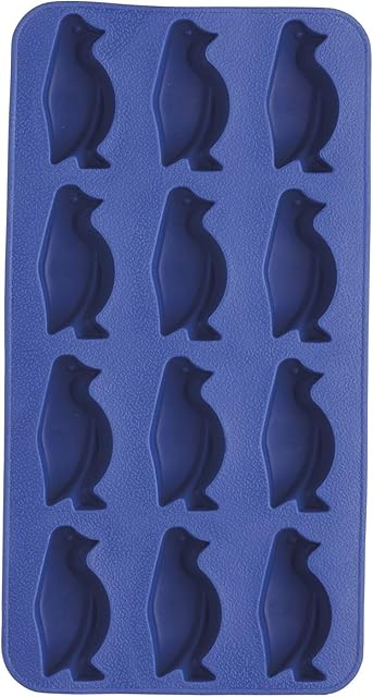 BarCraft KCBCICEPENG Silicone Ice Cube Tray with Novelty Penguin Moulds, Blue, 26 x 12cm