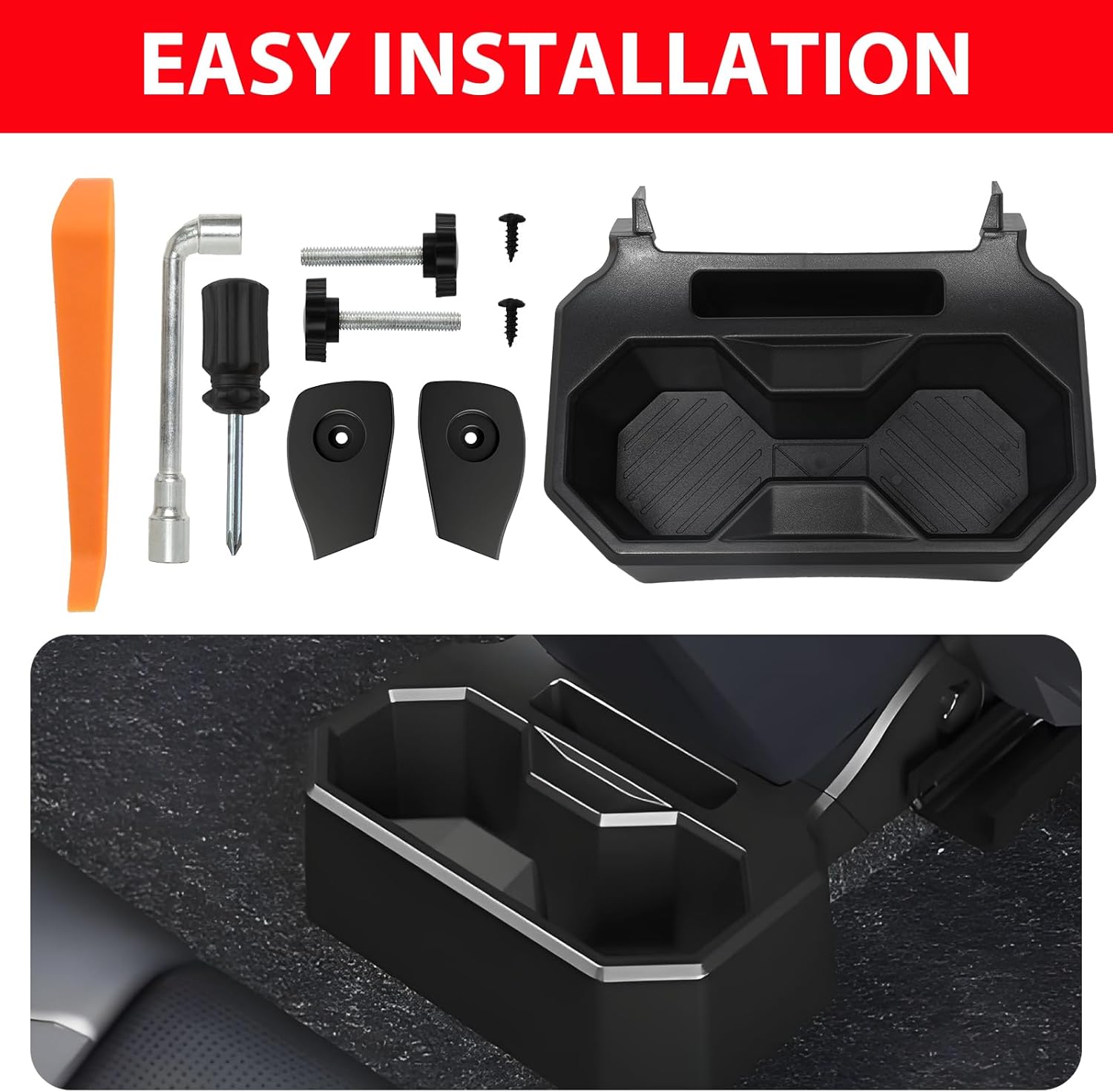 Backseat Floor Cup Holder for Chevy Trax 2024-2025 with Dual Slots Non-Slip Base Easy Installation Rear Storage Organizer for Family Road Trips