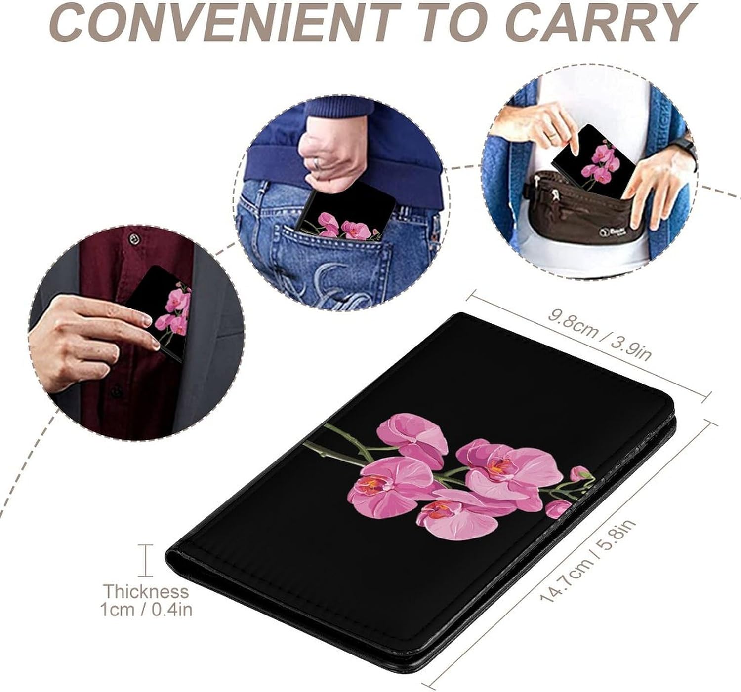 Orchid Flowers Passport Holder Cover Wallet ID Card Protector Case Sleeve for Travel