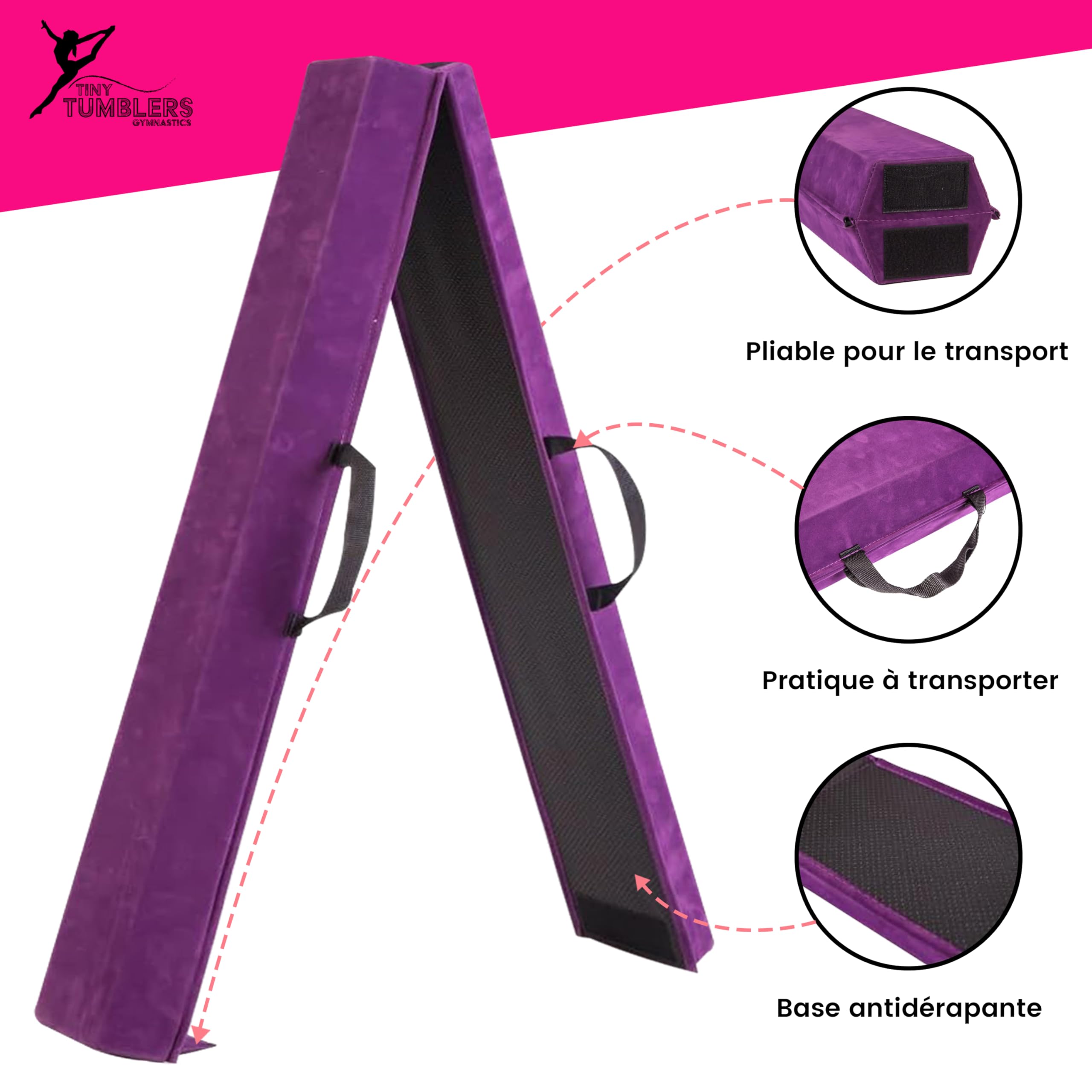 Poutre Gymnastique pour Enfants - 210/240/270/300cm - Équipement d'équilibre Incroyable pour Les Enfants à la Maison - Faux suède, Mousse EVA Haute densité - Cartes Flash