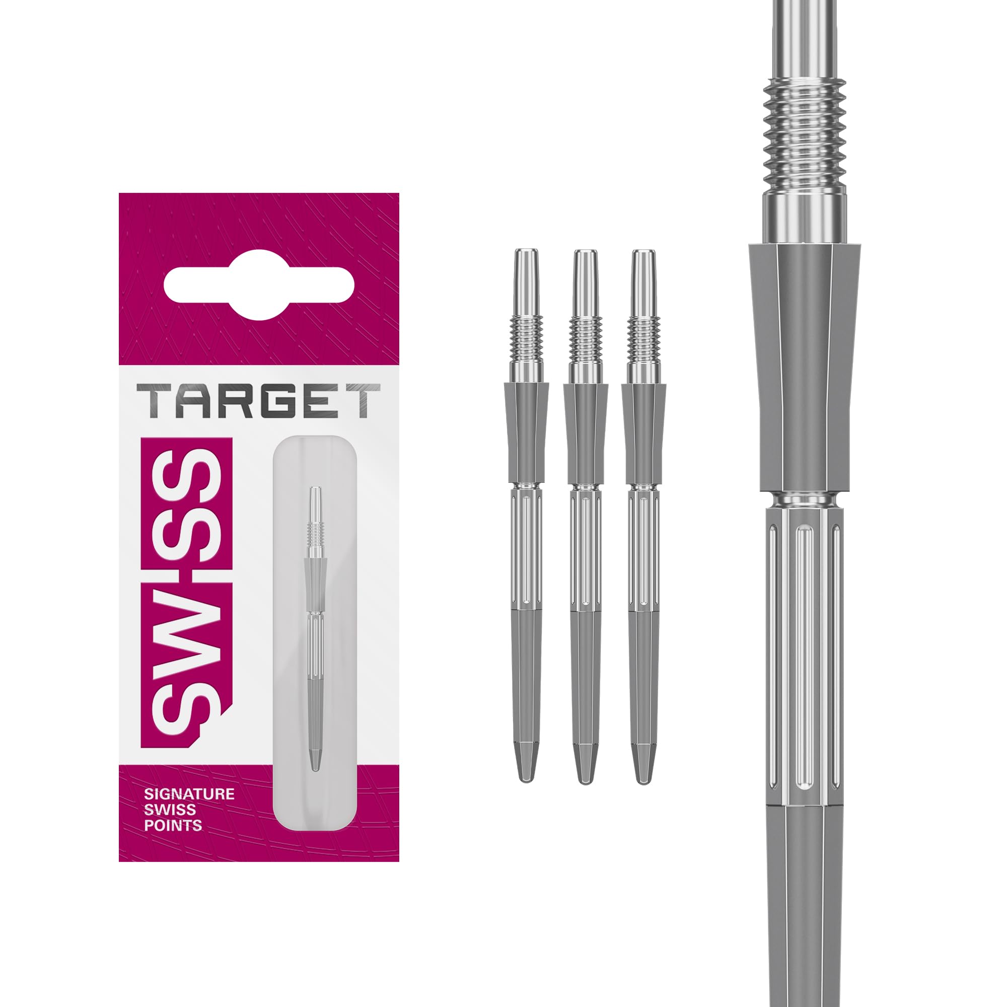 Target Darts Elysian Archetype 43 Swiss Point | 3 Pack Set of Tips | 30MM – Silver | Change Dart Points, Swiss Storm Points, Professional Darts Accessories