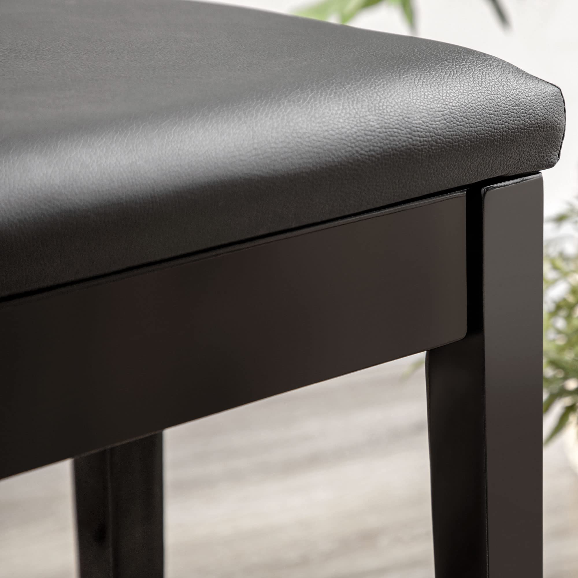 HOMCOM Banco para Piano Taburete de Piano Banqueta con Asiento Acolchado Patas de Madera Sólida Revestimiento Sintético - Negro