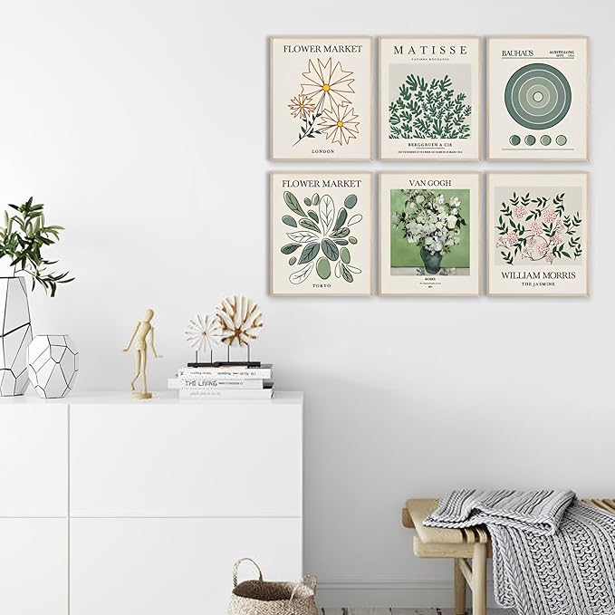 Sage Green Aesthetic Wall Art Prints | Boho Vintage Decor