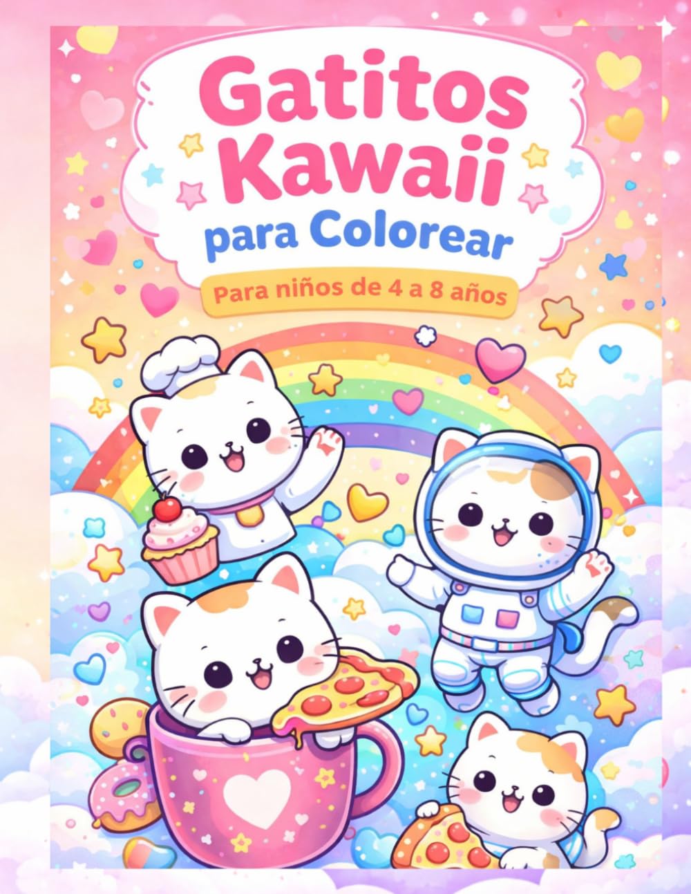 Gatitos Kawaii para Colorear: Gatitos Kawaii para Colorear Para niños de 4 a 8 años