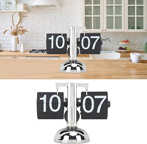 Miniatura 4 de Flip Number Clock Digital Retro Analog Tabletop 24 - Hour Black 304 Stainless Steel - Large Easy - Read Display, Adjustable Time, Ideal for Home