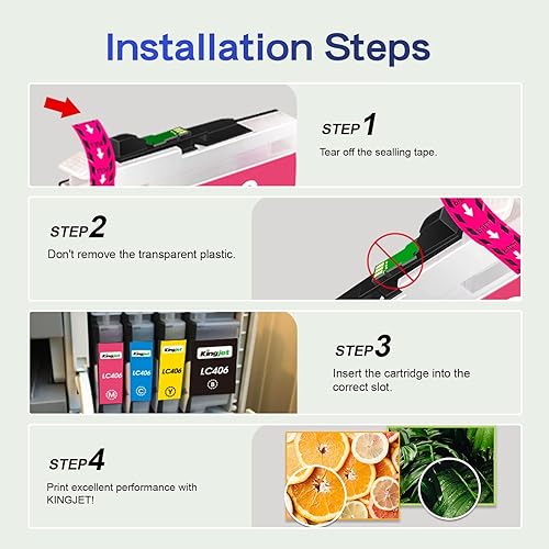 Miniatura 6 de Kingjet LC406 - Cartuchos de tinta de repuesto para cartuchos de tinta Brother LC406 LC406XL LC 406 XL compatibles con impresora Brother MFC-J4335DW