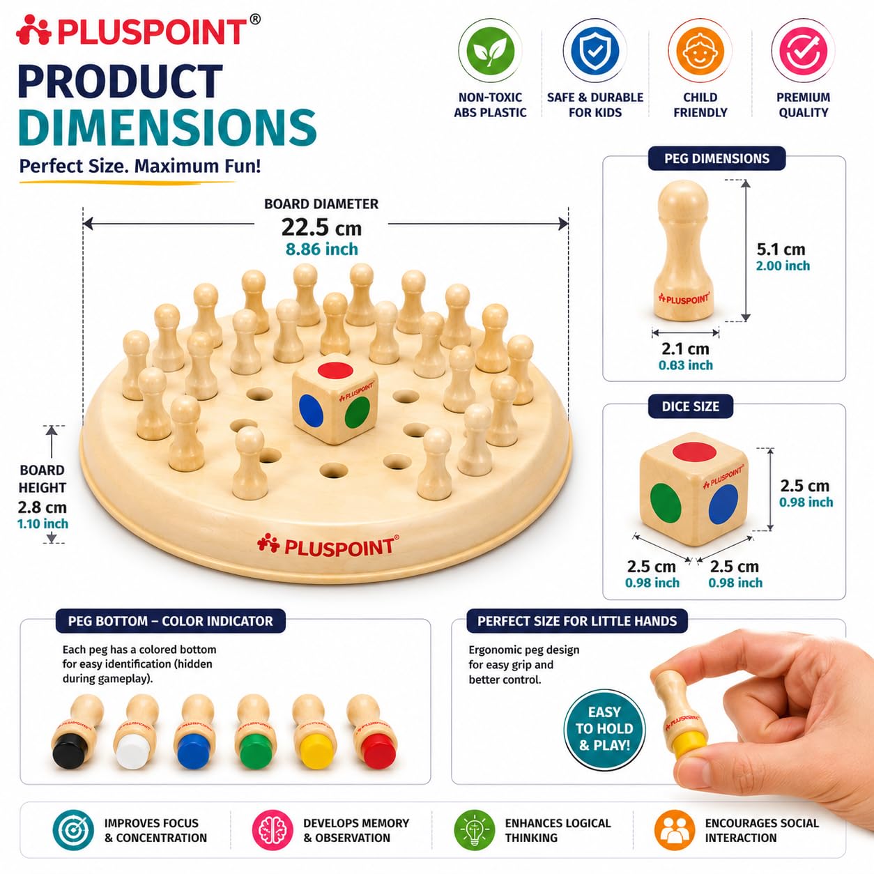 PLUSPOINT Memory Chess Game Color Memory Plastic Chess Block Board Colour Memorise Match Stick Chess Parent-Child Interaction Toy, Brain Teaser for Age 3 and Up and Kitty Party Games 2