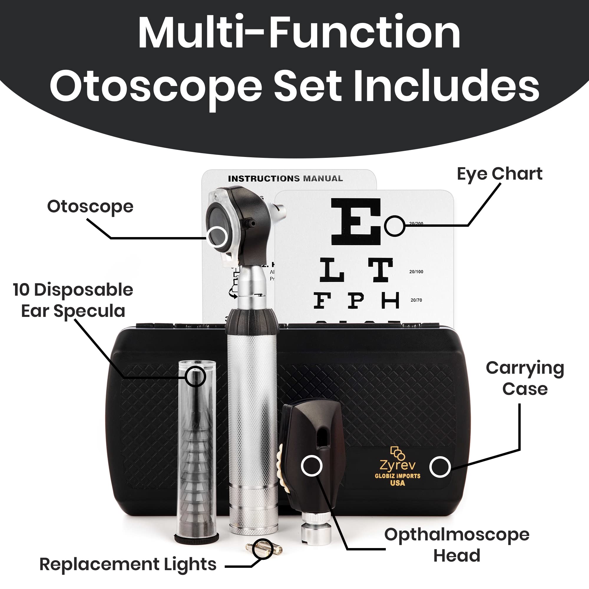 Zyrev MultiFunction Otoscope/Oph. Set Perfect for Nursing & Medical