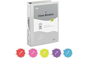 Enday 1 Inch 3 Ring Binder, Grey Clear View Cover with 2 Inside Pockets
