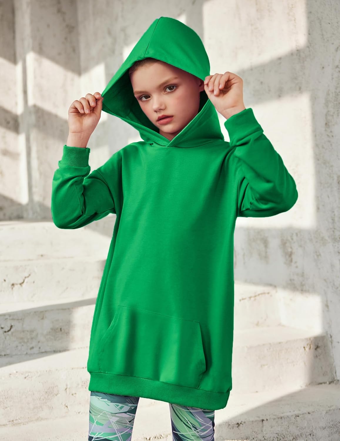 Arshiner Girls Hoodies Kids Long Pullover Hooded Sweatshirt Long hoodies for Girls Hoodie Dress with Pockets for 5-14 Years - Image 3