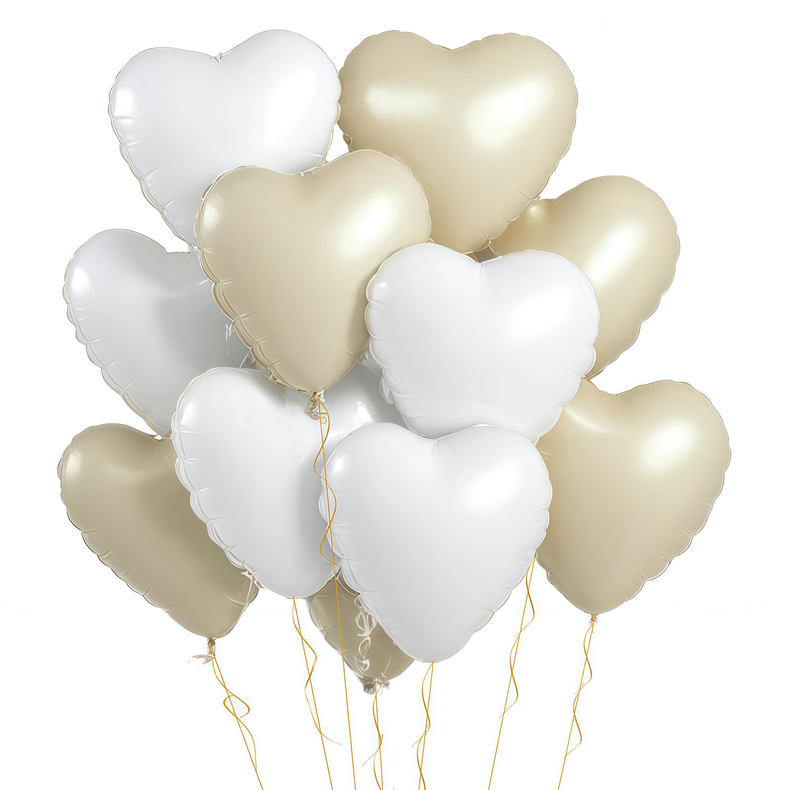 Herz Folienballons, 18 Zoll Herz Helium Luftballons,Herzluftballons Beige Weiß,Hochzeit Herzballons Herzform Folienluftballon, Herzluftballons Valentinstag Geburtstag Verlobung Muttertag