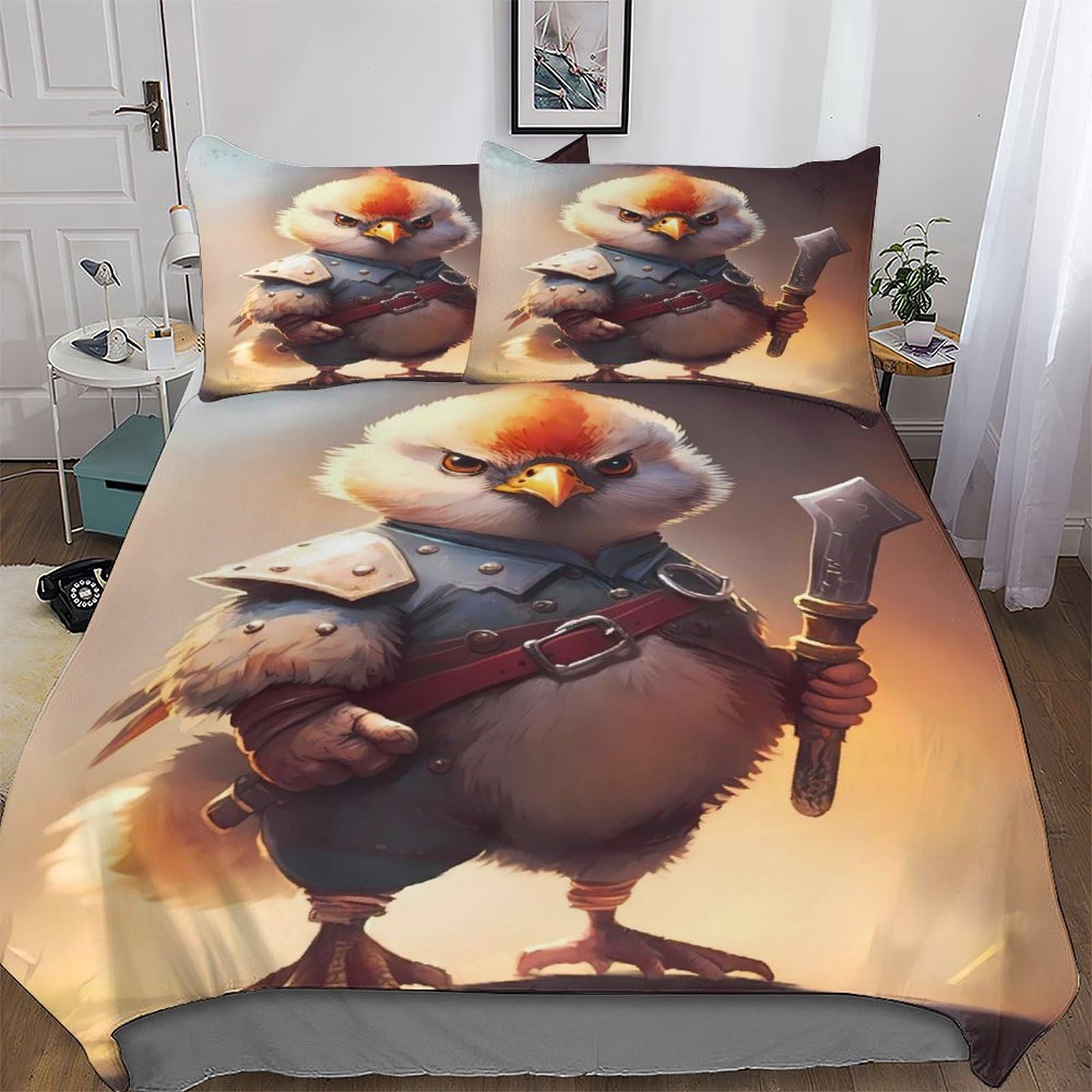 Housse de couette poulet 3D anti-acarien pour lit double enfant