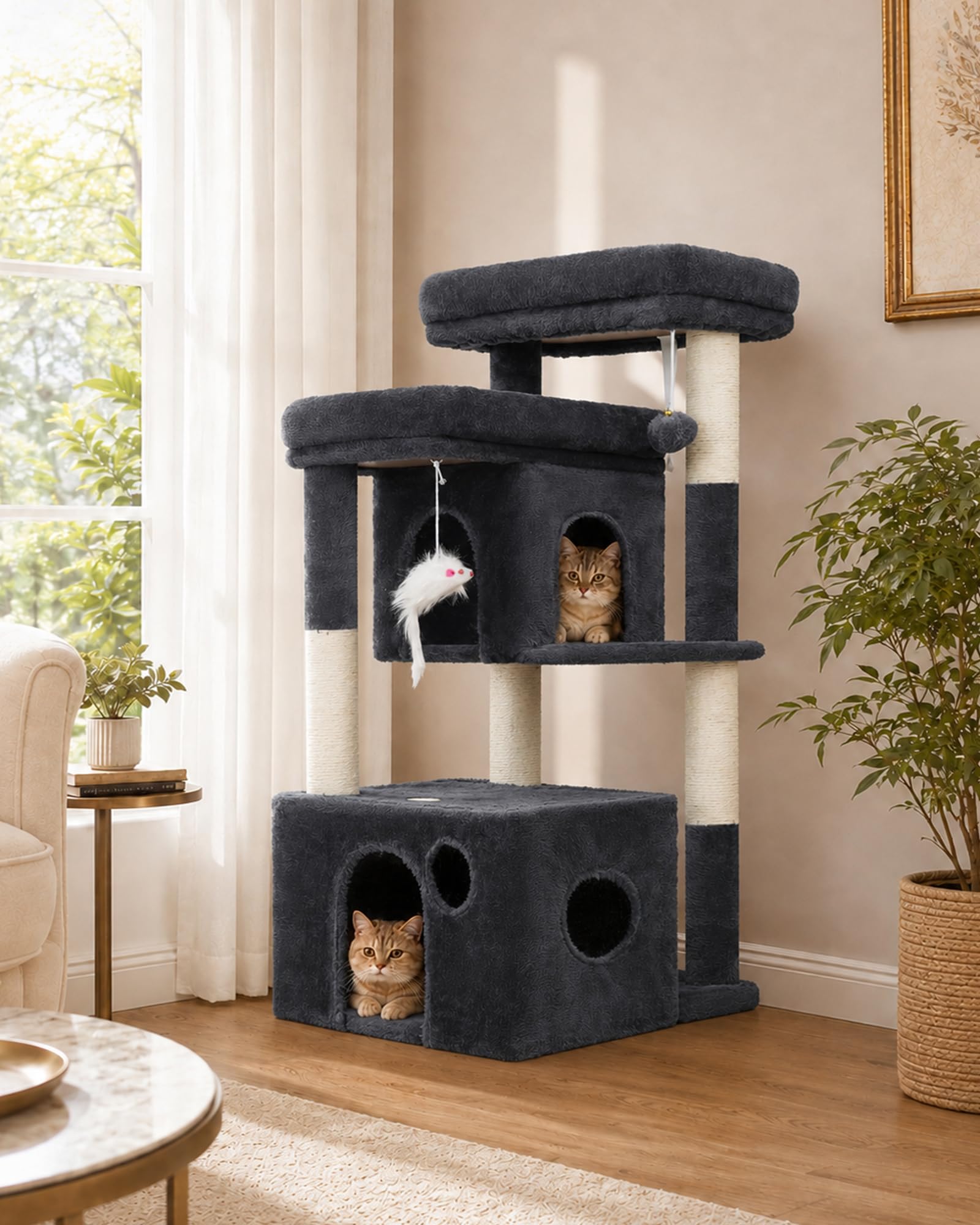 Heybly Cat Tree Wide Base Anti-Tipping Floor Cat Condo, HCT205SG