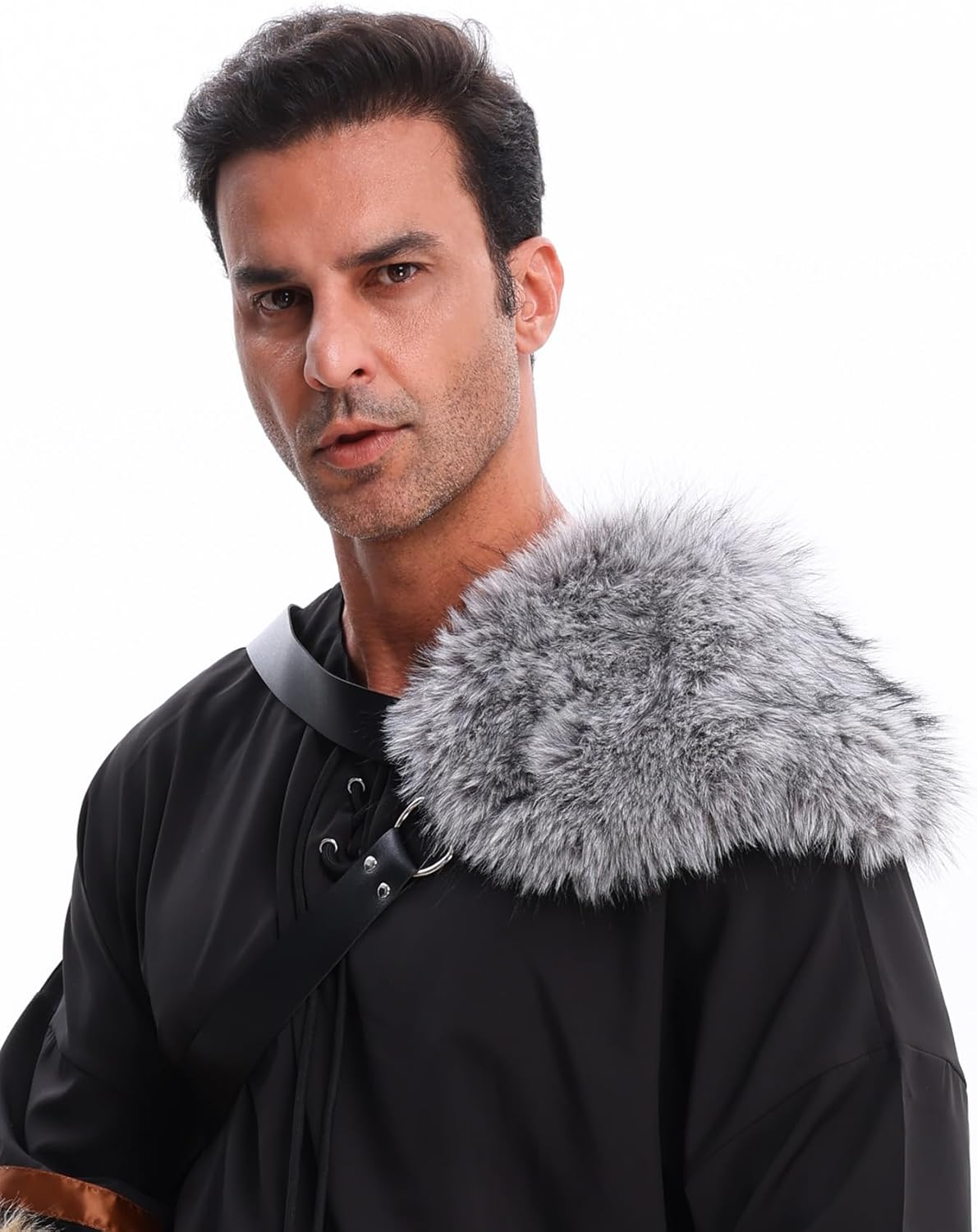 LA CARRIE Viking Faux Leather Single Pauldron Shoulder Armor Harness Men Medieval Guards Warrior Costume LARP Accessory - Image 5