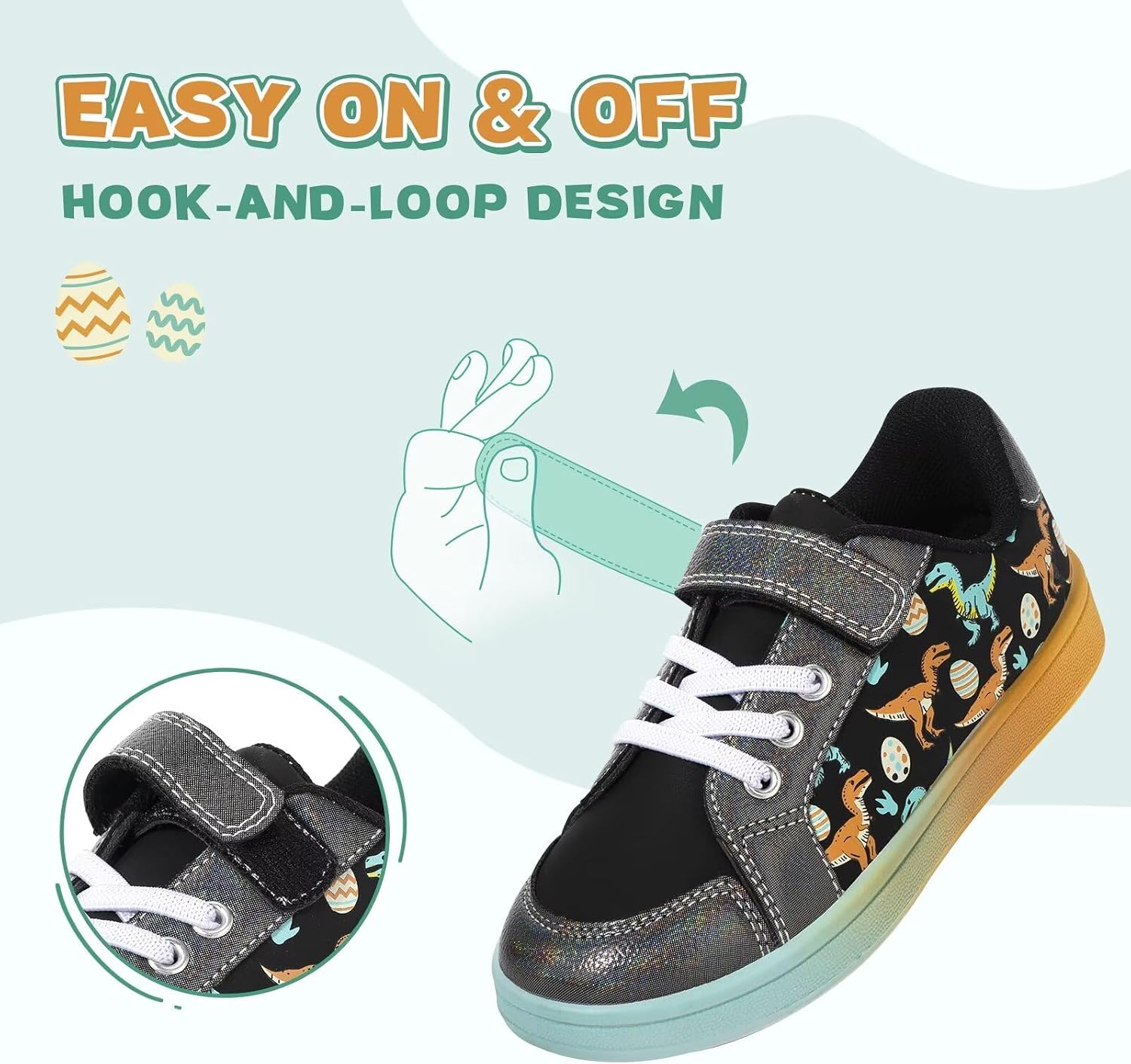 EUXTERPA Toddler Sneakers for Girls Boys Casual Walking Shoes Kids School Shoe with Hook and Loop