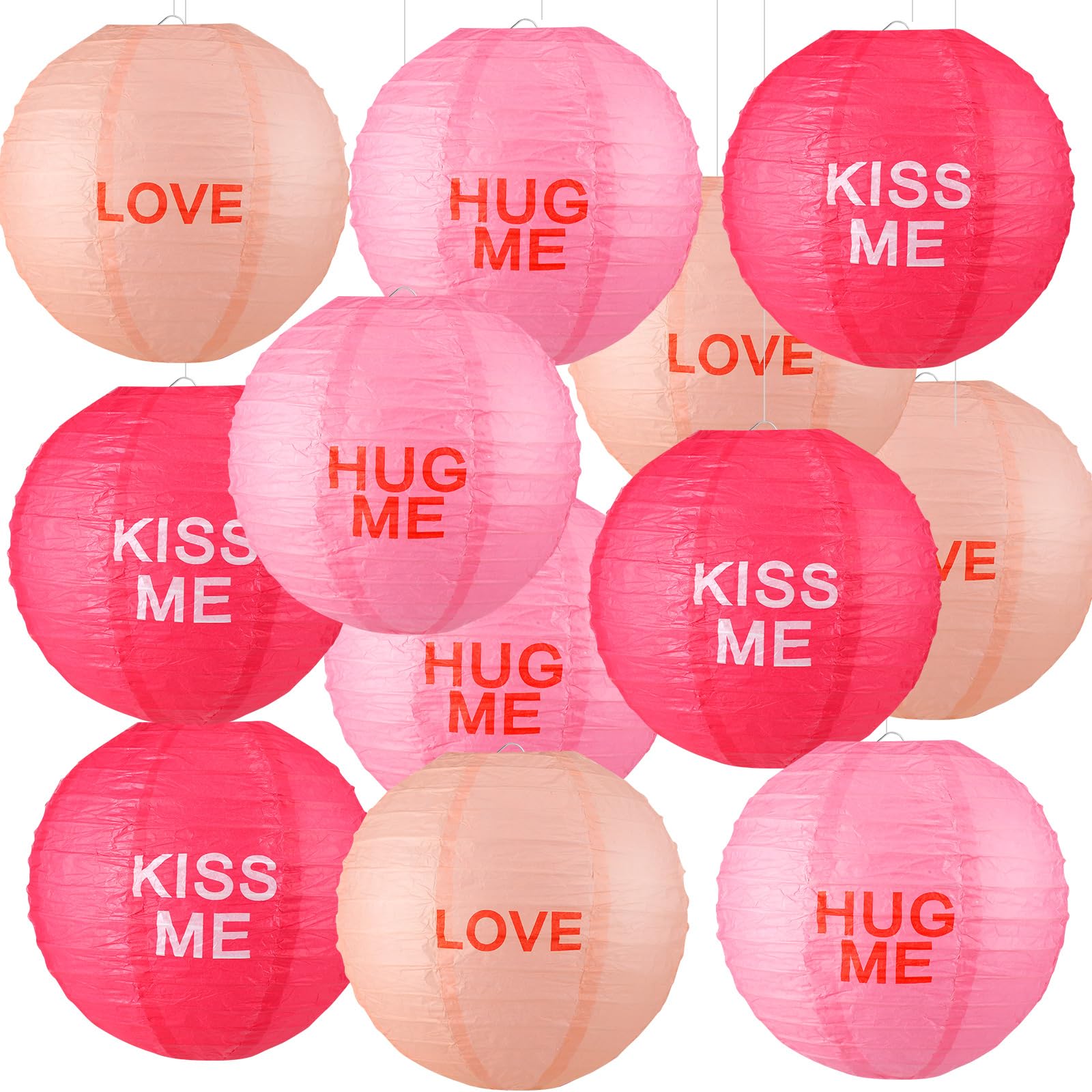 Panelee 12 Pack 8 Inch Paper Lanterns - Black, Red, White Hanging Party Decor For Wedding, Birthday, Graduation - View #6