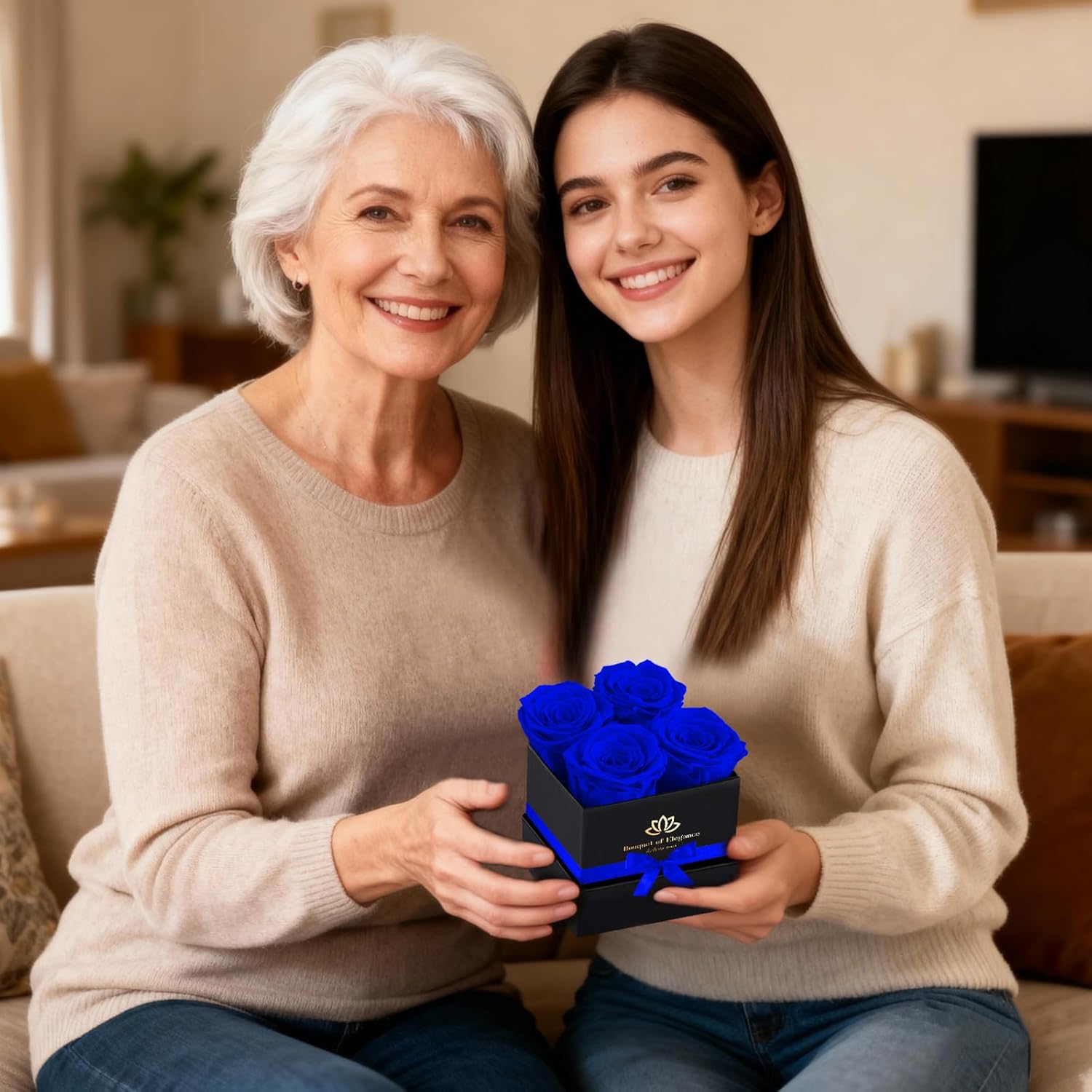 Blue Forever Flowers Roses in A Box,Real Preserved Flowers,Preserved Roses,Forever Flower Gifts for Women/Men/Mom,Flowers for Valentine's Mothers Day - Image 5