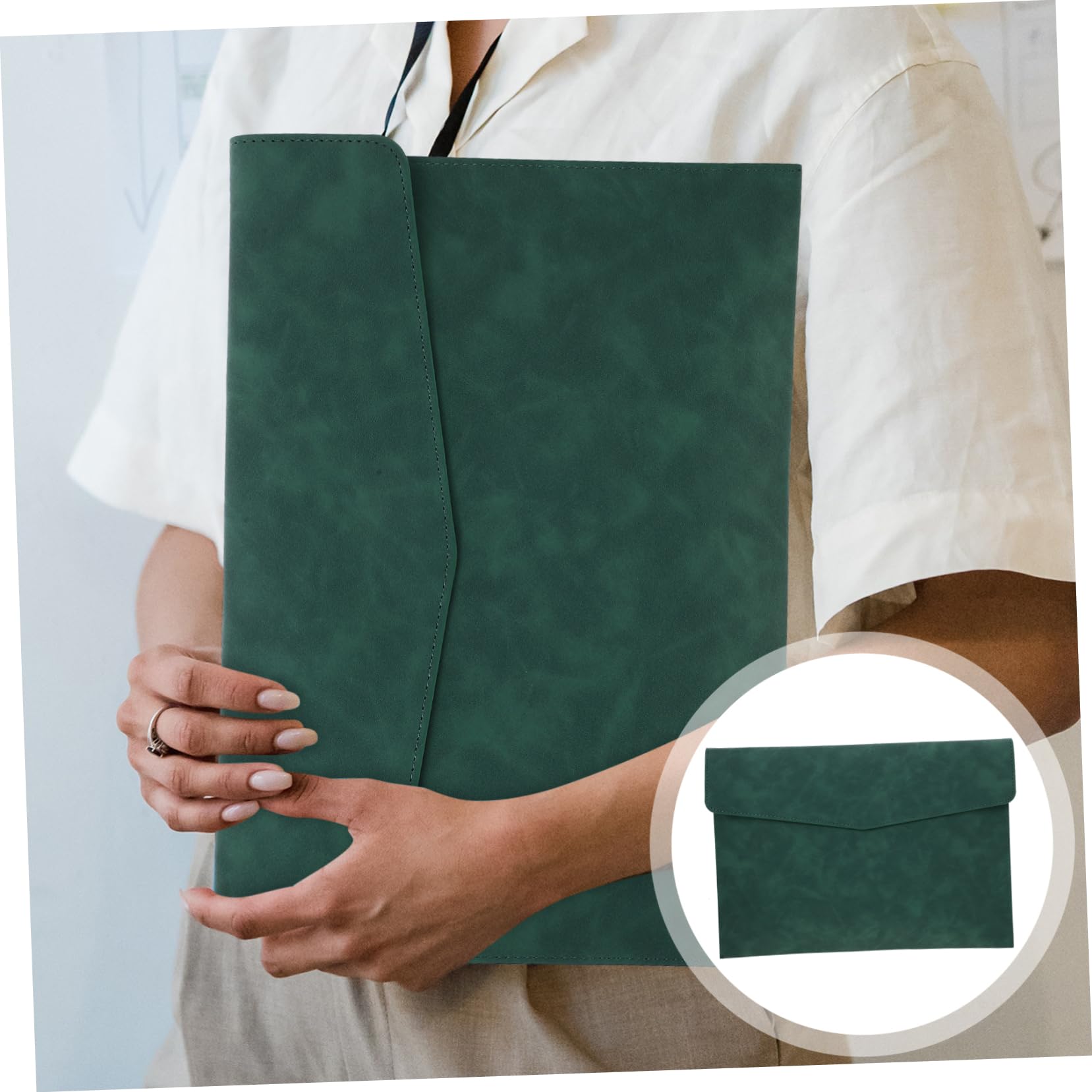 DOITOOL Borsa Portadocumenti in Ecopelle Pieghevole Con Bottone Organizer Cartelletta Per Ufficio e Viaggi Porta File Multifunzionale Per Contratti e Fatture Custodia Portatile Per Donna e