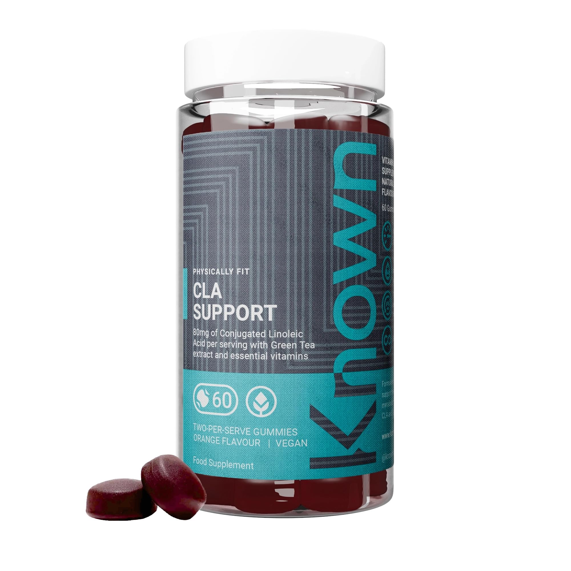 Known CLA Support Gummies – Vitamines B – Énergie & Métabolisme – Saveur Naturelle d'Orange – 60 Gummies Véganes, 1 Mois d'Approvisionnement