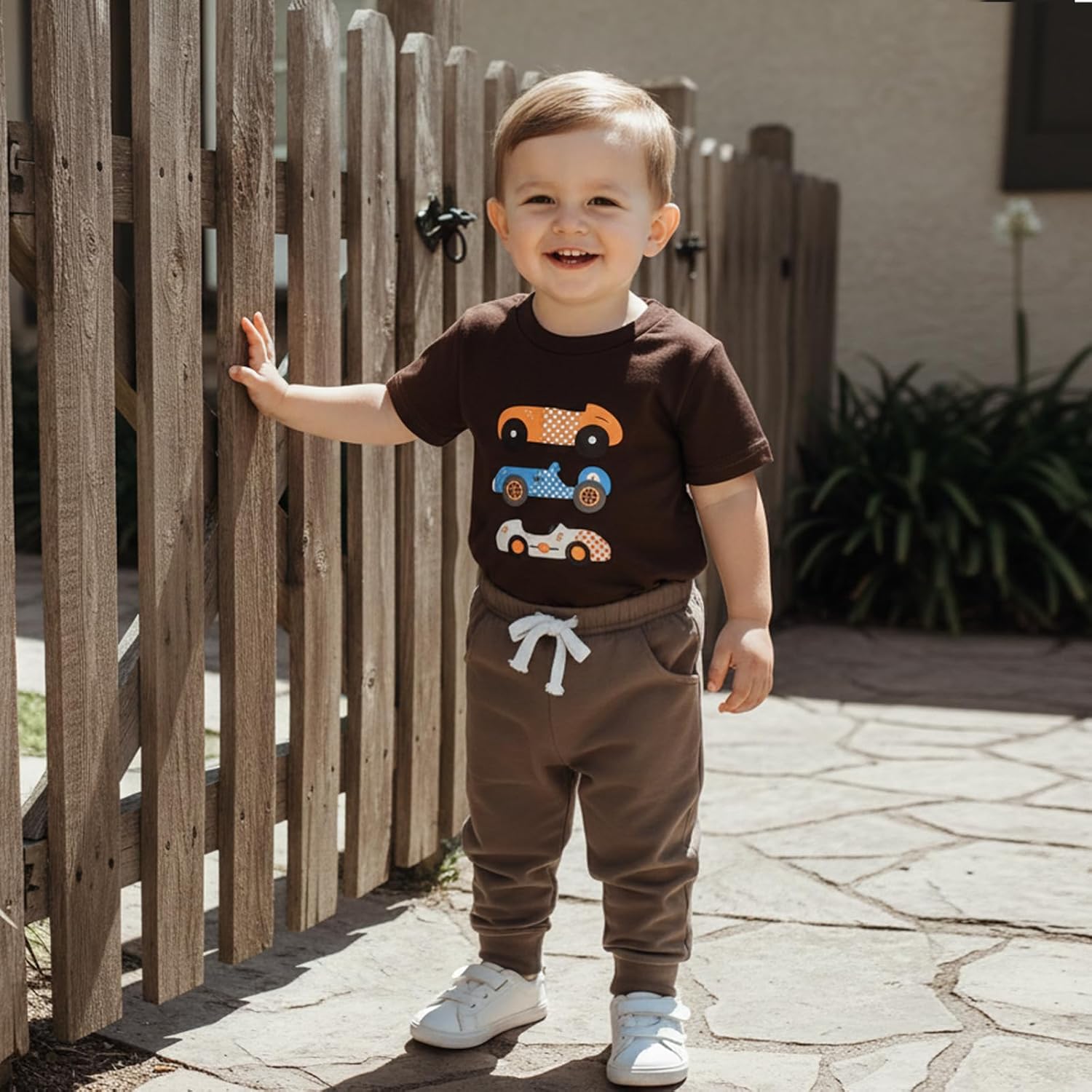 Toddler Baby Boy Clothes Cars Print Short Sleeve T-Shirt Top & Jogger Pant Set Spring Summer Outfit - Image 2