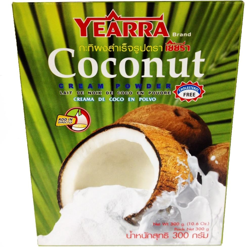 Coconut Cream Powder Brand "Yearra" (Cholesterol Free and Best Quality) for Desserts,curry,cakes (10.6 Oz.)