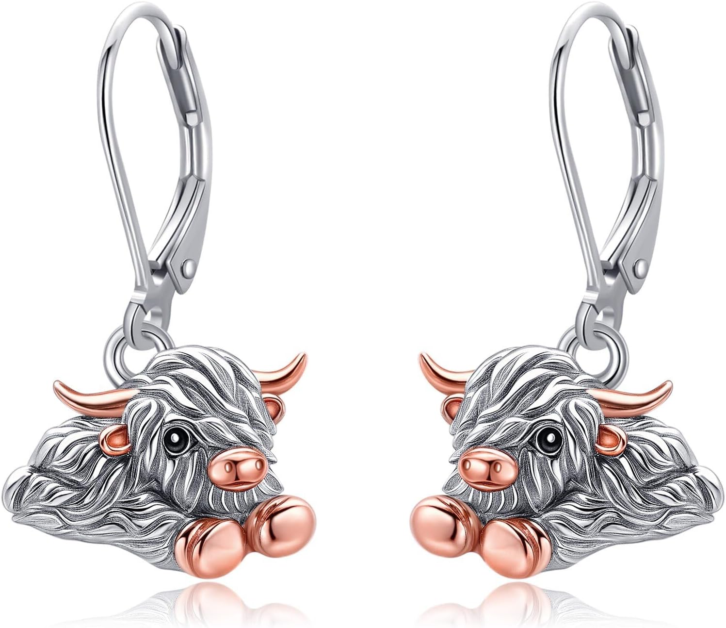Highland Cow Earrings S925 Sterling Sliver Highland Cow Leverback Earring Animal Jewelry Gifts for Women Mom Wife