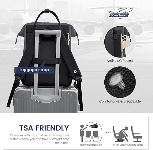 Miniatura 25 de LOVEVOOK Mochila para laptop para mujer, mochila para mujer a la moda, Negro, 15.6 pulgadas