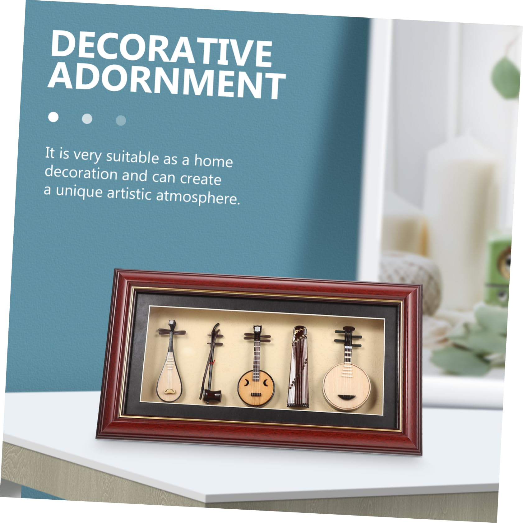 Ciieeo Set di Strumenti Musicali Folk Mini Realistici 5 Pezzi | Set 1, Legno Plastica Pvc, Atmosfera Artistica e Musicale, per Ristoranti e Decorazione da Tavolo