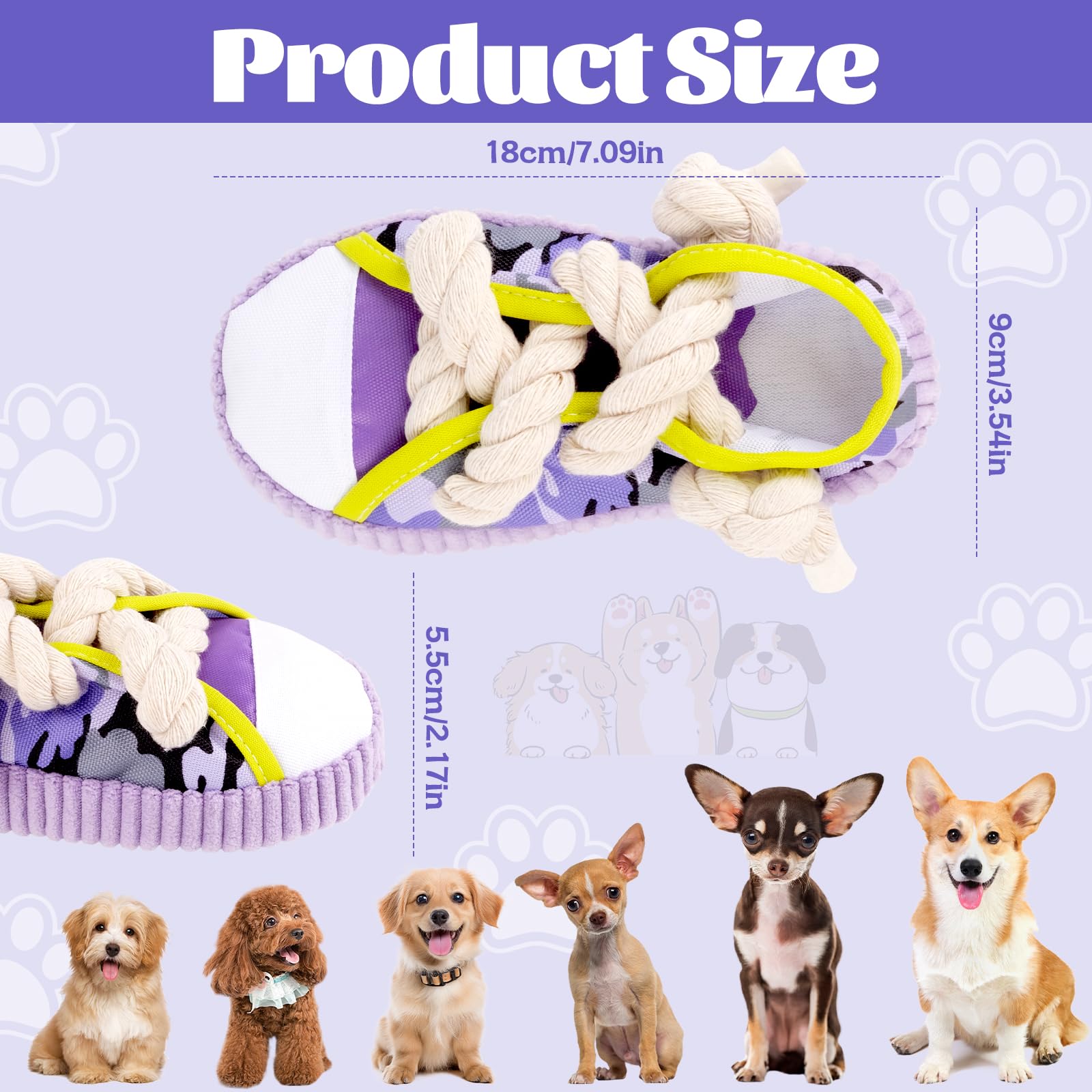 Juguete para Perros Suave, Juguete para Cachorros con Sonido/Chillón, Juguete Adorable para Cachorros en Forma de Zapato con Campanita, Juguete de Morder para Perros Pequeños