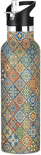 Kids Water Bottle with Straw for School 20 Oz Water Bottle Insulated for Boys Girls, BPA-Free, Vintage Plaids disponible en Yaxa Colombia