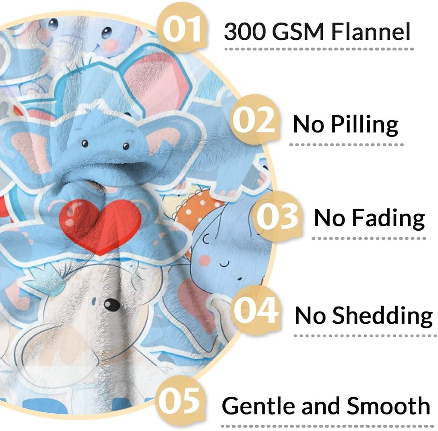 Custom Elephant Blanket for Girls Boys - 40" x 50" Inches Cute Elephant Throw Blankets for Kids - Gray Soft Lightweight Throws for Sofa, Crib & Bed
