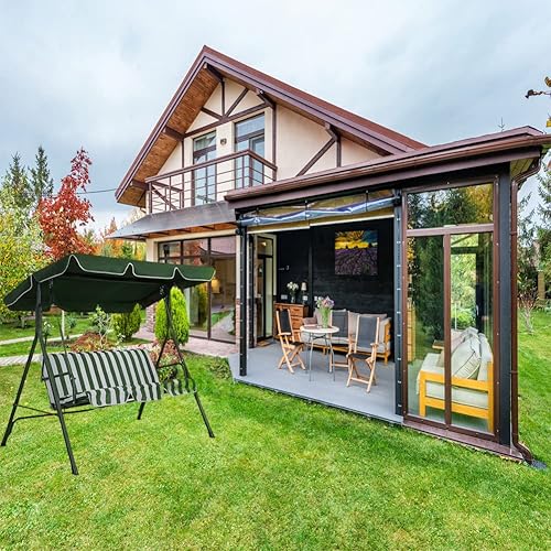 Miniatura 5 de Patio Swing Canopy Tapa de Repuesto para Columpio de 3 Asientos - Verde (74 * 51 * 5.9)